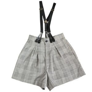 JOULE ENERGY x VINTAGE 90S Houndstooth plaid Suspender Jumper shorts black white